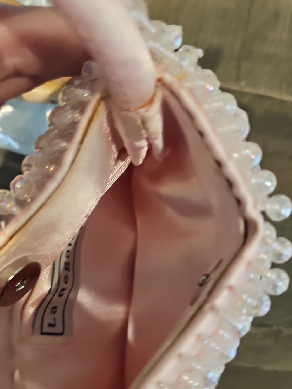 La Regale Pale Pink Beaded Mini Evening Bag - Picture 4 of 4